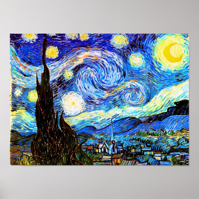 Póster Bella Artes nocturno Van Gogh Starry (Frente)