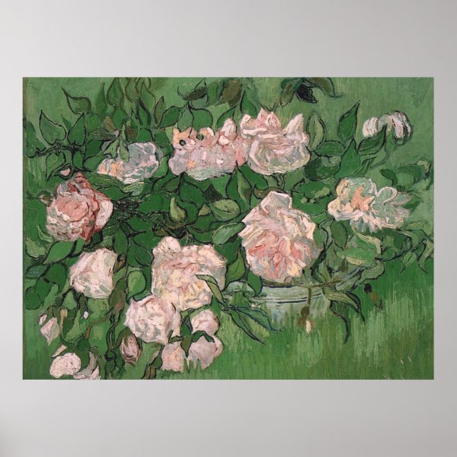 Póster Bella Artes Van Gogh de Rosas Rosa (F595) (Frente)