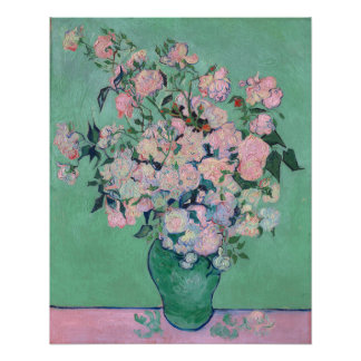 Póster Bella Artes Van Gogh de Rosas Rosa (F682)