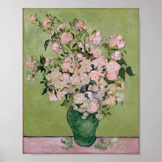 Póster Bella Artes Van Gogh de Rosas Rosa (F682) (Frente)