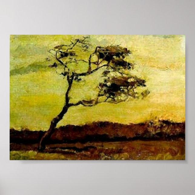 Póster Bella Artes Van Gogh del árbol de viento (F10) (Frente)