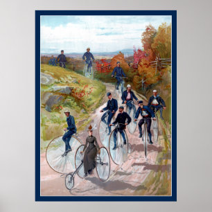Póster Bella Artes victoriano del siglo XIX en bicicleta 