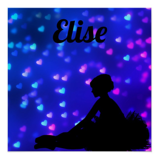 Póster Bella Ballerina con corazones flotantes (Anverso)