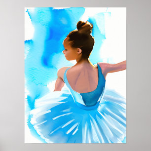 Póster Bella Ballerina Joven en Azul