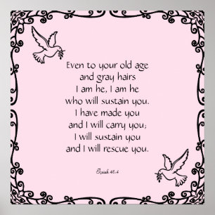Póster Bella Biblia Verse Cita Isaiah 46:4