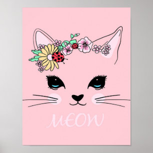 Póster Bella cara de gato, regalo de amante de Kitty, gat