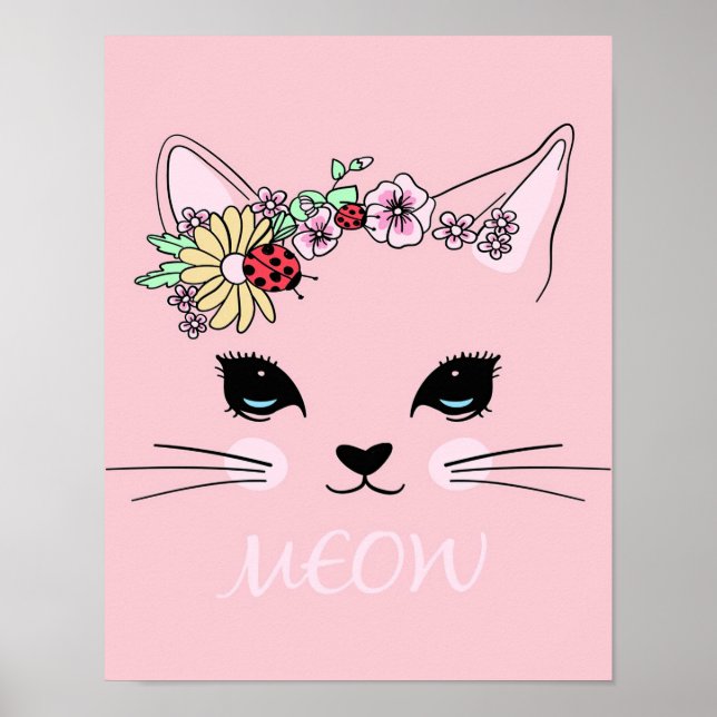 Póster Bella cara de gato, regalo de amante de Kitty, gat (Frente)