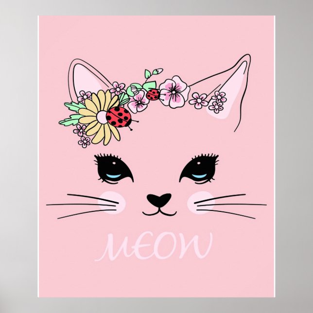 Póster Bella cara de gato, regalo de amante de Kitty, gat (Frente)