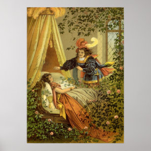 Póster Bella Durmiente Vintage, Cuentos de Hadas Victoria