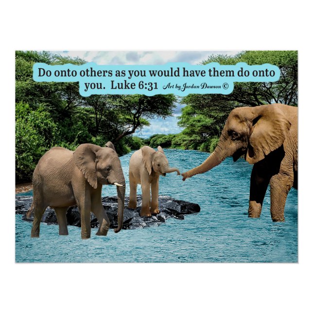 Póster Bella Escritura Elefante Luke 6:31 (Anverso)