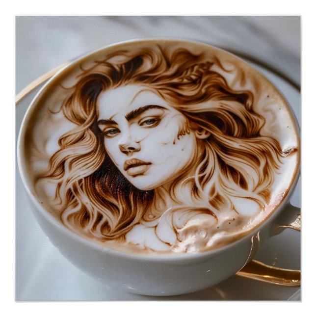 Póster Bella mujer arte latte (Anverso)