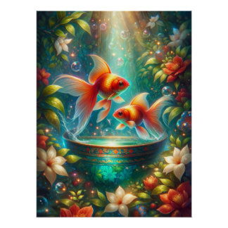 Póster Bella pez dorado de Nowruz
