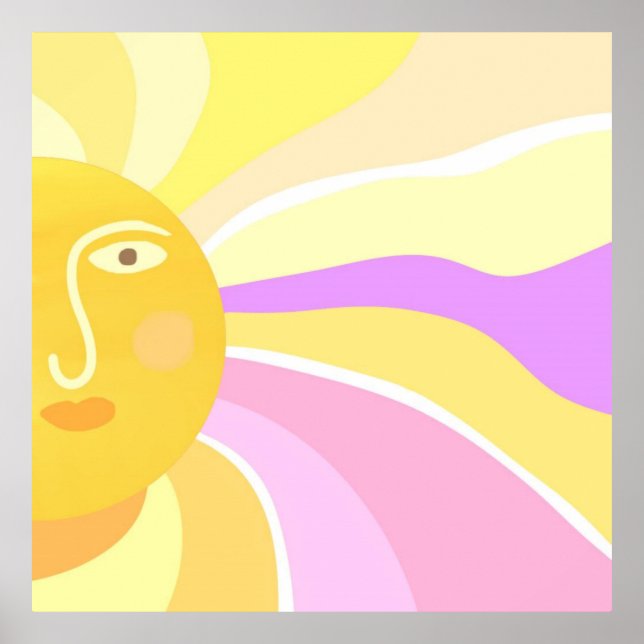 Póster bella pintura abstracta del sol (Frente)