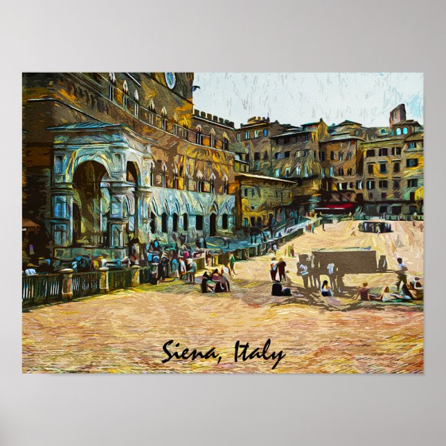 Póster Bella pintura al óleo de Siena Italia (Frente)