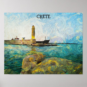 Póster Bella pintura al petróleo de Creta Grecia