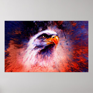 Póster bella pintura de águila sobre un fondo abstracto