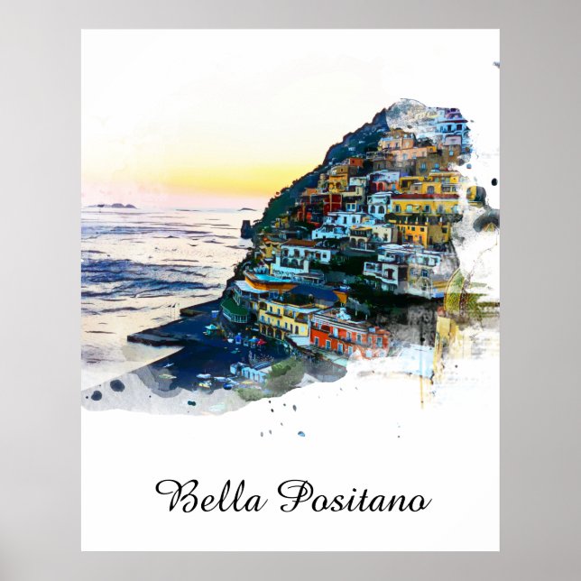 Póster *~* Bella Positano Italian AP12 Italy Amalfi Coast (Frente)