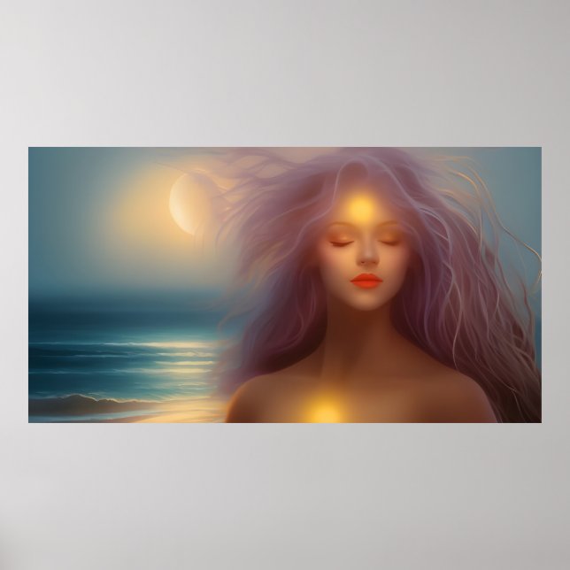 Póster Bella Woman Beach linterna océano 4 (Frente)