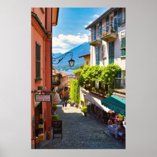 Póster Bellagio, callejón del casco antiguo (Lago Como, I