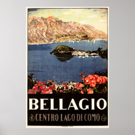 Póster BELLAGIO Lago Como ITALIA Viaje italiano de época