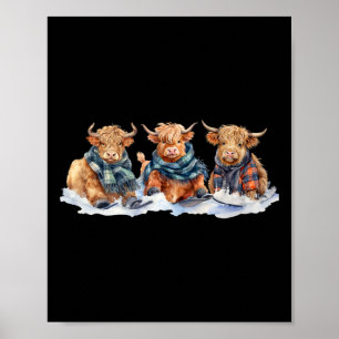 Póster Bellas Vacas De Invierno Bufanda De Cuadro Esquí R