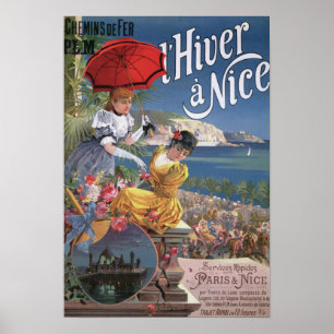 Póster Belle Epoque Nice Viaje en invierno