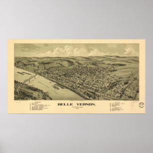Póster Belle Vernon Pennsylvania 1902 Antique Panorama
