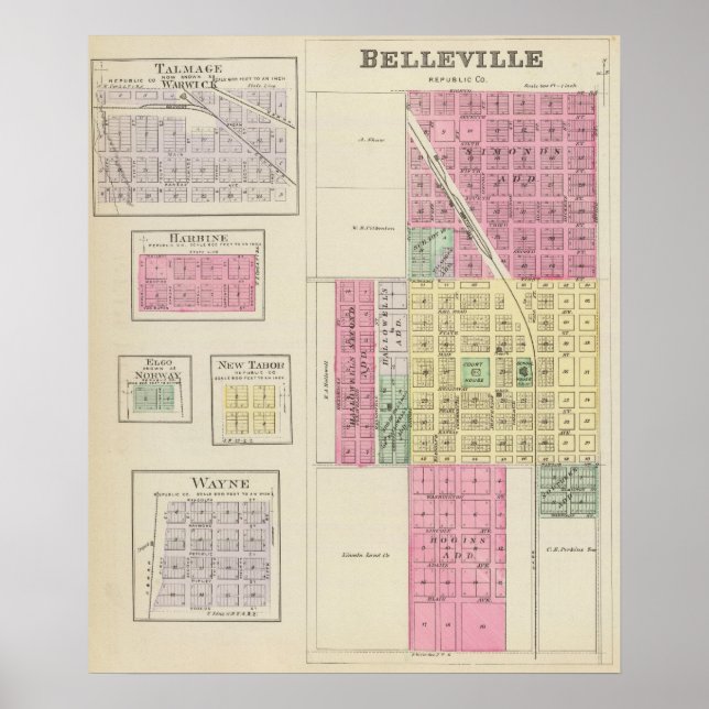 Póster Belleville, Talmage, Harbine, Elgo, Kansas (Frente)