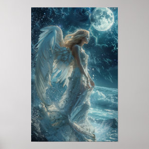 Póster Belleza angélica esparciendo sus alas Poster