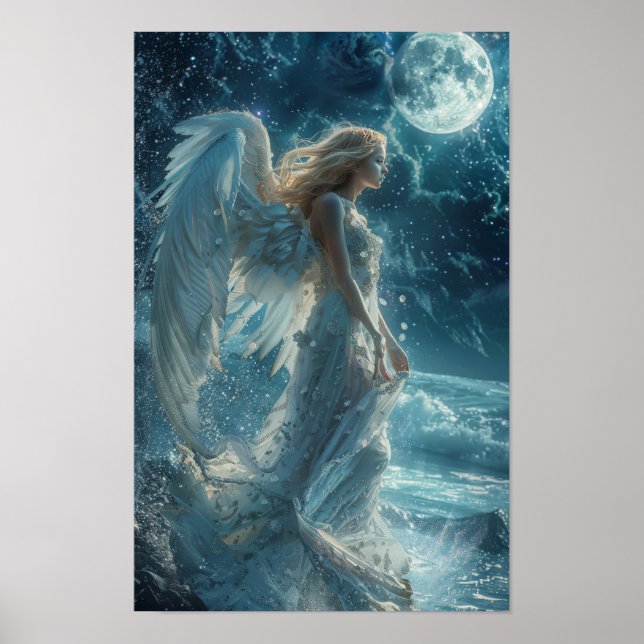 Póster Belleza angélica esparciendo sus alas Poster (Frente)