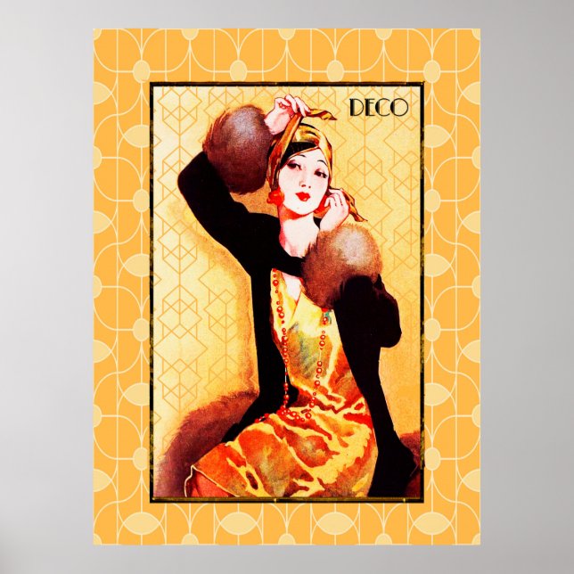 Póster Belleza asiática Art Deco (Frente)