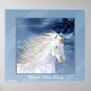 Póster Belleza blanca de Unicornio