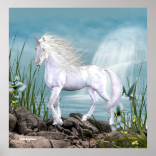 Póster Belleza blanca de Unicornio