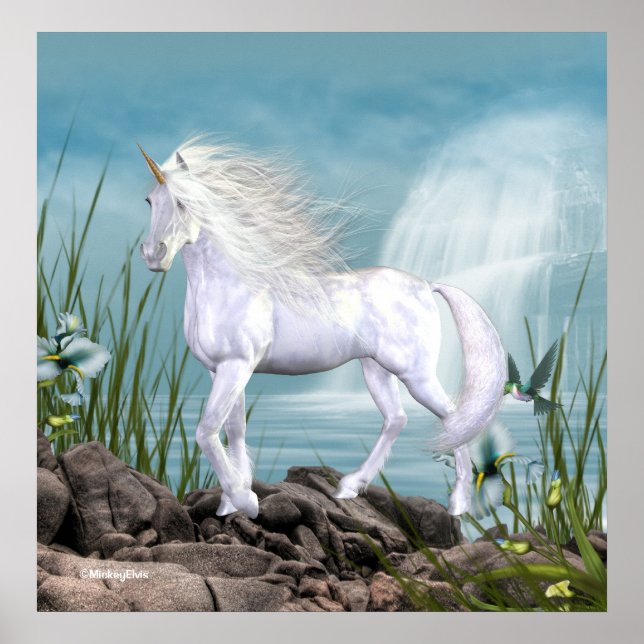 Póster Belleza blanca de Unicornio (Frente)