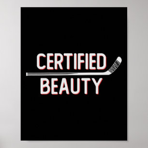Póster Belleza Certificada Divertido Argot de Hockey sobr