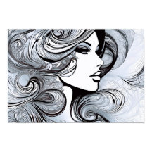 Belleza clásica: mujer moderna en blanco y negro