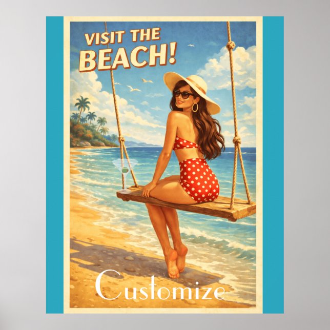 Póster Belleza de Baño Retro Vintage Thunder_Cove  (Frente)