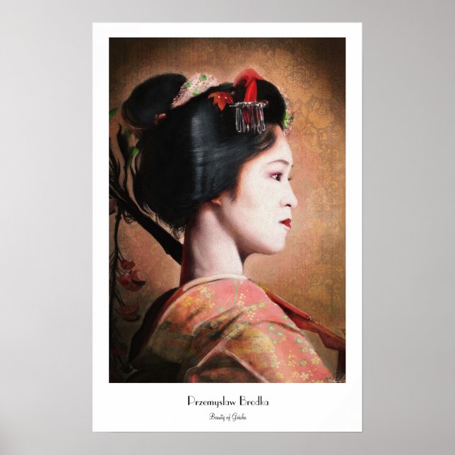 Póster Belleza de Geisha - fresco retrato japonés (Frente)