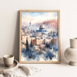Póster Belleza de la pintura de Jerusalén, agua cristiana