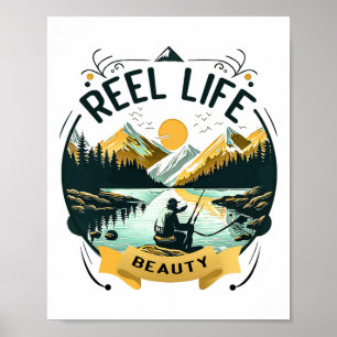 Póster Belleza de la vida real pescador divertido amante