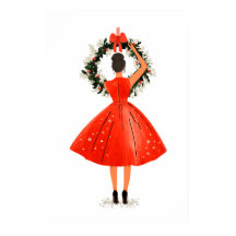 Belleza de Navidades clásicos con vestimenta roja