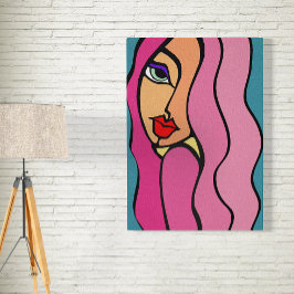 Póster Belleza de pelo rosado