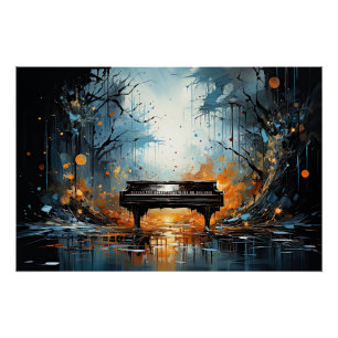 Póster Belleza de piano, fantasía generada por IA,