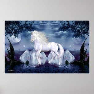 Póster Belleza del blanco del unicornio