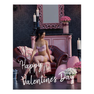 Póster Belleza del Día de San Valentín en Ropa Interior e