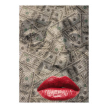 Belleza del dinero Dólar gracioso con labios rojos