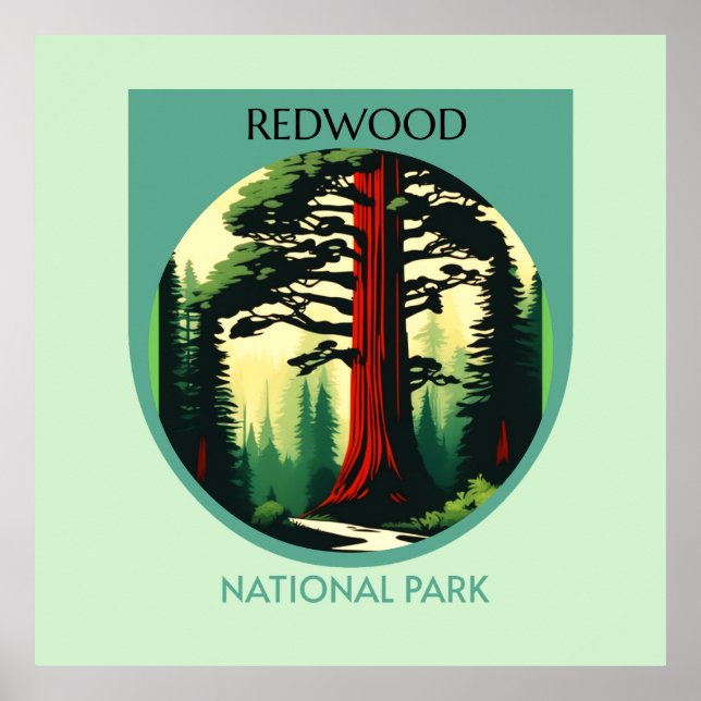 Póster Belleza del Parque Nacional Redwood en California (Frente)