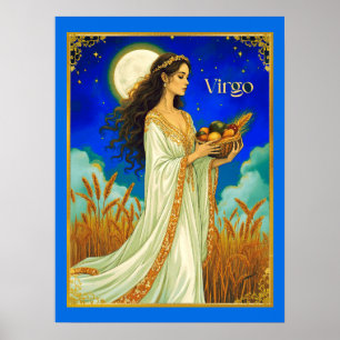 Póster Belleza del Zodiaco de Virgo bajo un cielo nocturn