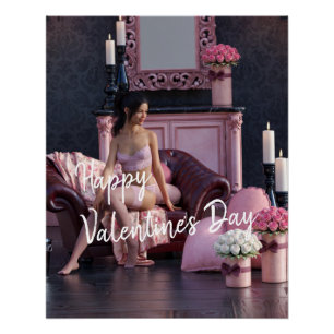 Póster Belleza el día de San Valentín en lencería en el s