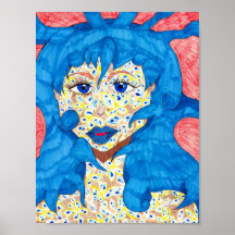 Belleza en el Poster azul